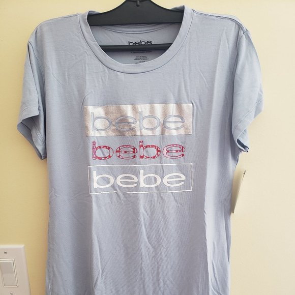 Bebe Foil Logo Lettering T-shirt Size L - Picture 1 of 5